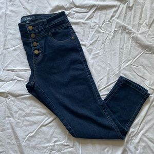 ModCloth Button Fly Skinny Jeans- high waist stretch denim